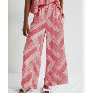 Maeve Red & White Striped Wide-Leg Pants